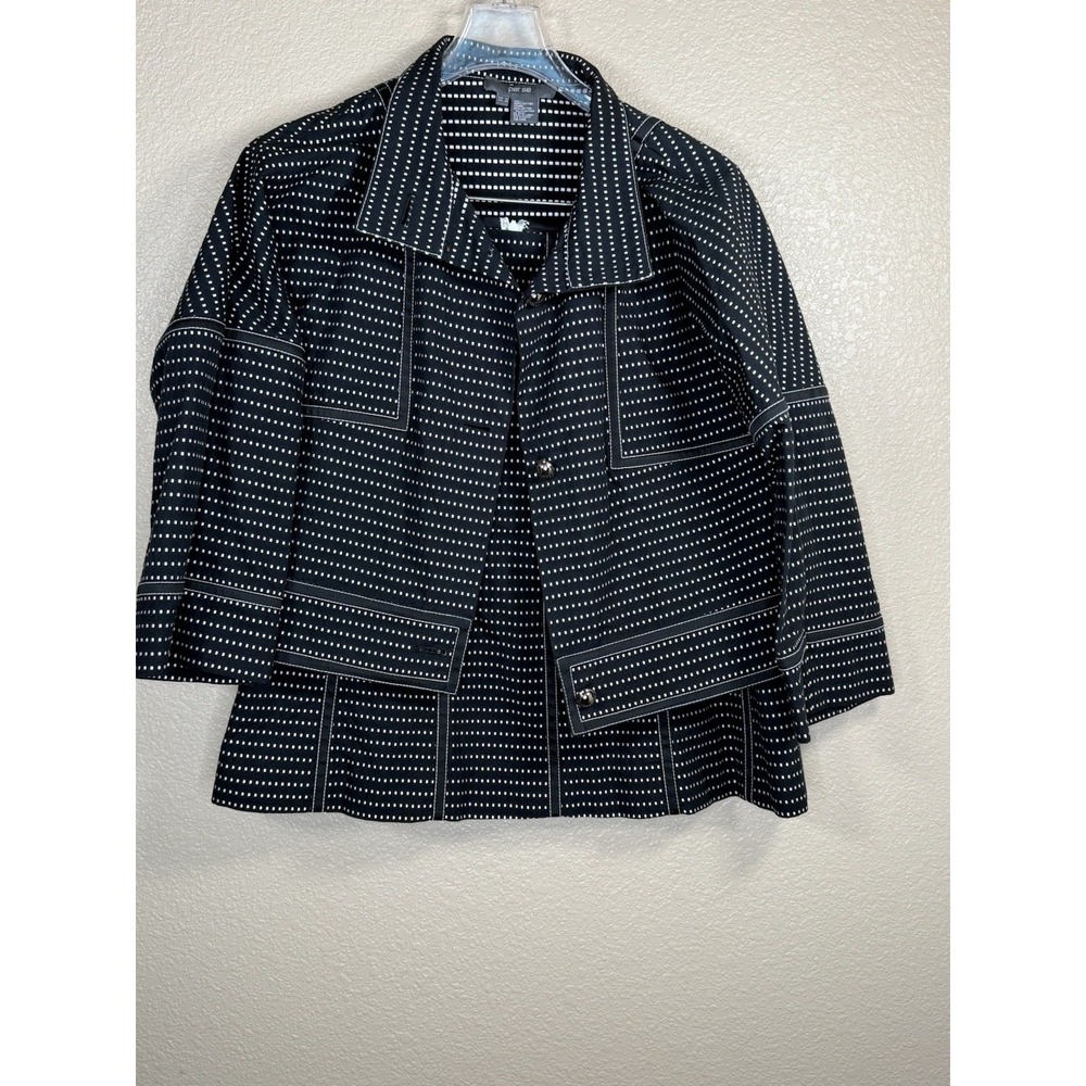 Per Se Womens Black And White Suite Sz 12 Geometric Retro Mod Style Office